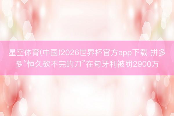星空体育(中国)2026世界杯官方app下载 拼多多“恒久砍不完的刀”在旬牙利被罚2900万