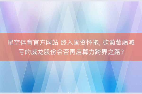 星空体育官方网站 终入国资怀抱， 砍葡萄藤减亏的威龙股份会否再启算力跨界之路?