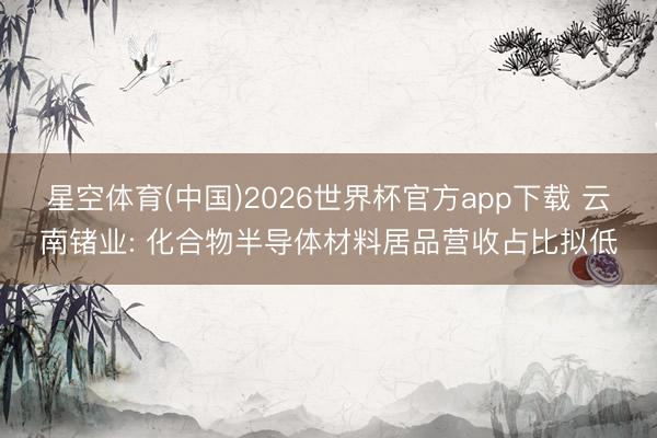 星空体育(中国)2026世界杯官方app下载 云南锗业: 化合物半导体材料居品营收占比拟低