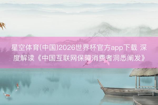星空体育(中国)2026世界杯官方app下载 深度解读《中国互联网保障消费者洞悉阐发》