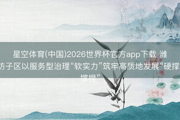 星空体育(中国)2026世界杯官方app下载 潍坊坊子区以服务型治理“软实力”筑牢高质地发展“硬撑捏”