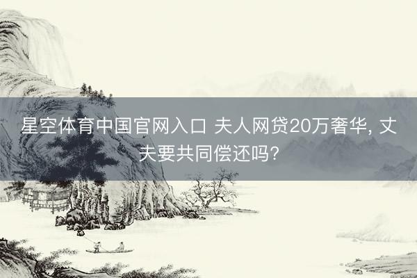 星空体育中国官网入口 夫人网贷20万奢华, 丈夫要共同偿还吗?