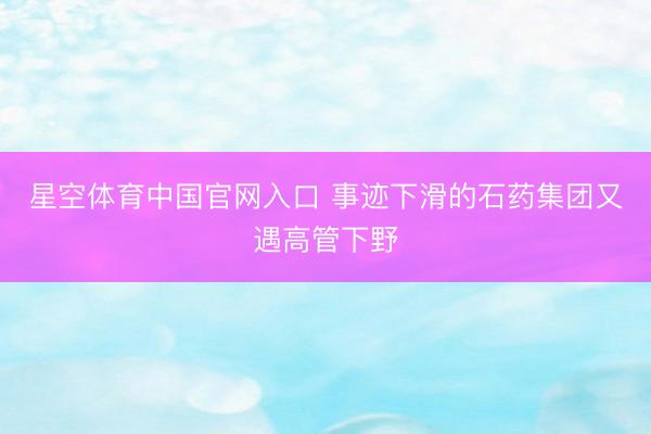 星空体育中国官网入口 事迹下滑的石药集团又遇高管下野