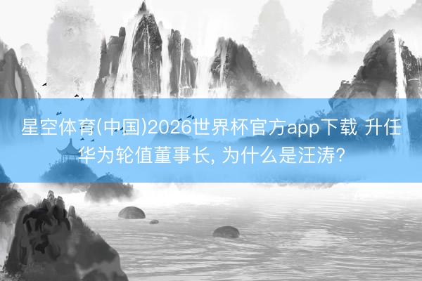 星空体育(中国)2026世界杯官方app下载 升任华为轮值董事长， 为什么是汪涛?