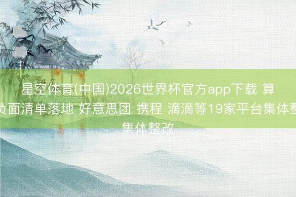星空体育(中国)2026世界杯官方app下载 算法负面清单落地 好意思团 携程 滴滴等19家平台集体整改