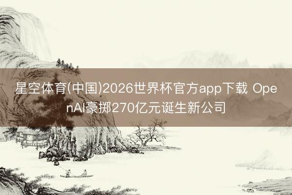 星空体育(中国)2026世界杯官方app下载 OpenAI豪掷270亿元诞生新公司