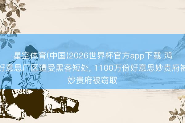 星空体育(中国)2026世界杯官方app下载 鸿海北好意思厂区遭受黑客短处, 1100万份好意思妙贵府被窃取