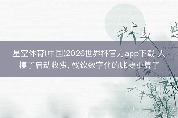 星空体育(中国)2026世界杯官方app下载 大模子启动收费, 餐饮数字化的账要重算了