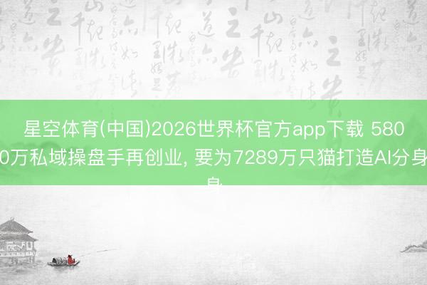 星空体育(中国)2026世界杯官方app下载 5800万私域操盘手再创业, 要为7289万只猫打造AI分身