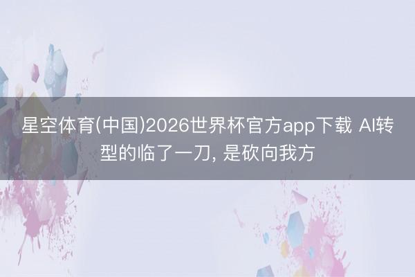 星空体育(中国)2026世界杯官方app下载 AI转型的临了一刀， 是砍向我方