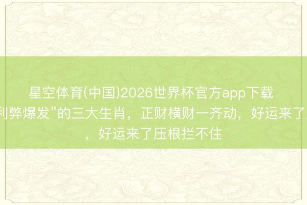 星空体育(中国)2026世界杯官方app下载 下周“财气利弊爆发”的三大生肖,正财横财一齐动,好运来了压根拦不住