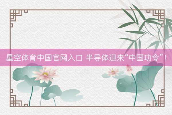 星空体育中国官网入口 半导体迎来“中国功令”!