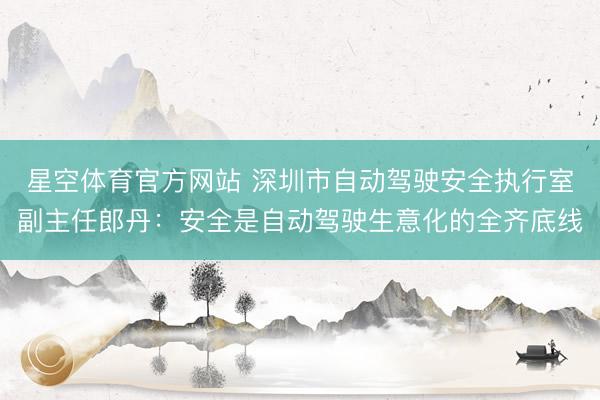 星空体育官方网站 深圳市自动驾驶安全执行室副主任郎丹:安全是自动驾驶生意化的全齐底线