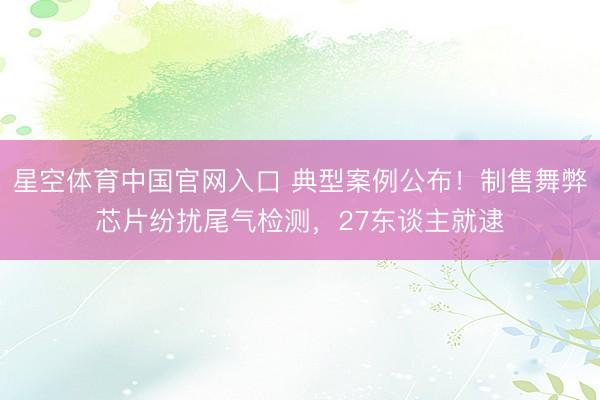星空体育中国官网入口 典型案例公布!制售舞弊芯片纷扰尾气检测,27东谈主就逮