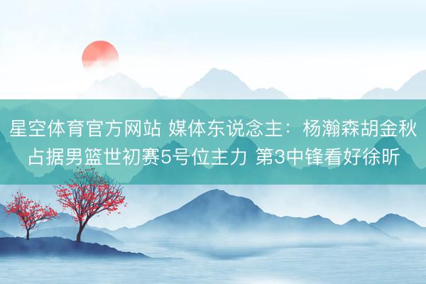 星空体育官方网站 媒体东说念主:杨瀚森胡金秋占据男篮世初赛5号位主力 第3中锋看好徐昕