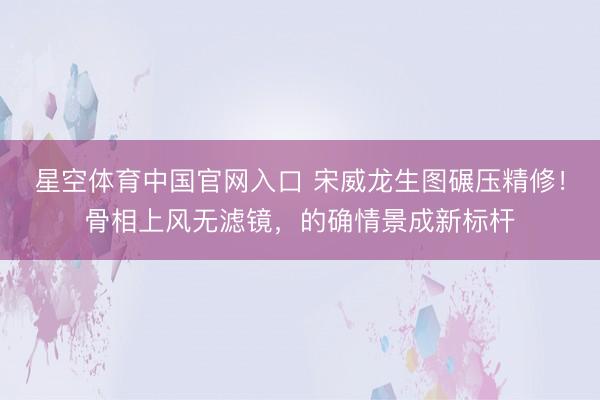 星空体育中国官网入口 宋威龙生图碾压精修!骨相上风无滤镜,的确情景成新标杆