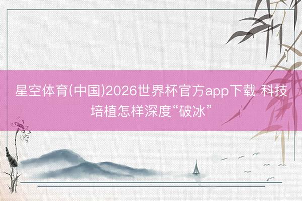 星空体育(中国)2026世界杯官方app下载 科技培植怎样深度“破冰”