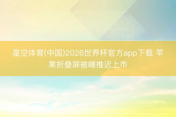星空体育(中国)2026世界杯官方app下载 苹果折叠屏被曝推迟上市